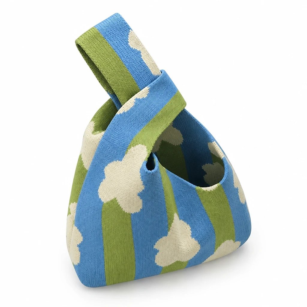Bolso Tote Bucket Tejido Rayas
