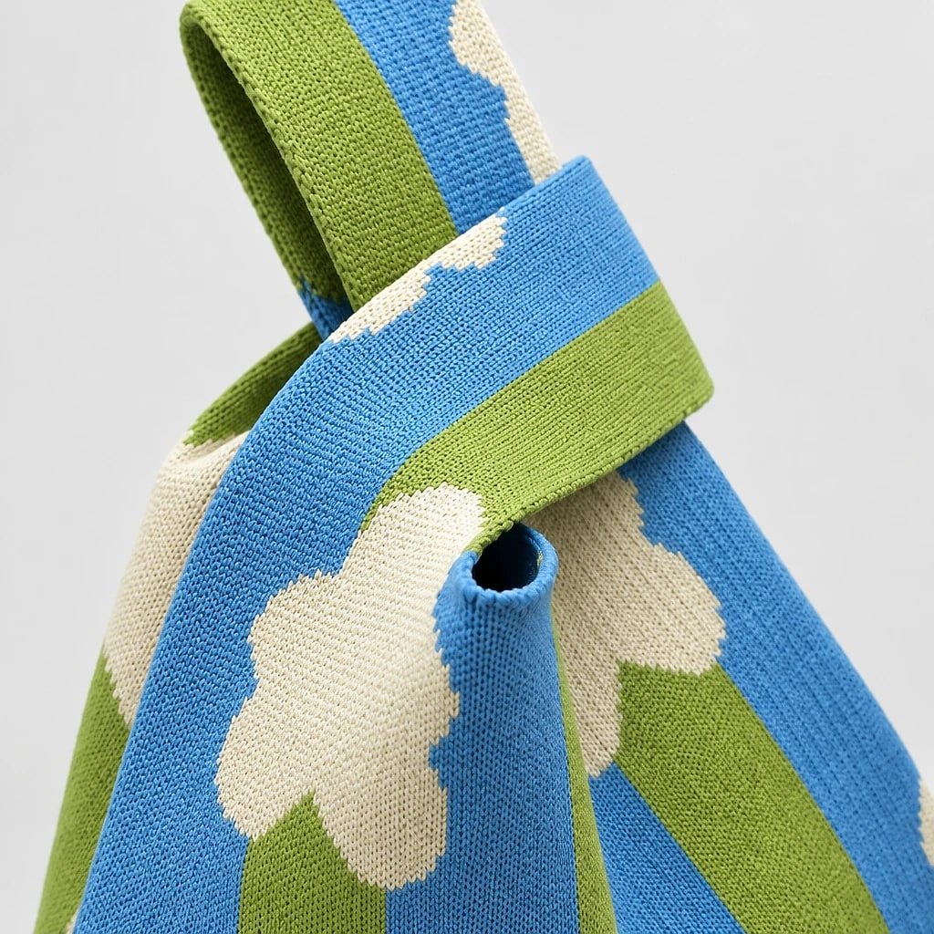 Bolso Tote Bucket Tejido Rayas