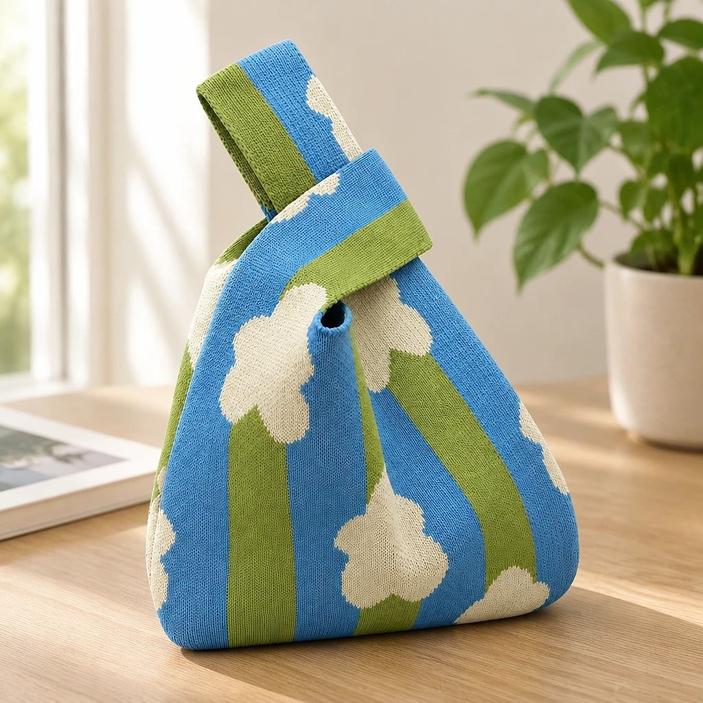 Bolso Tote Bucket Tejido Rayas