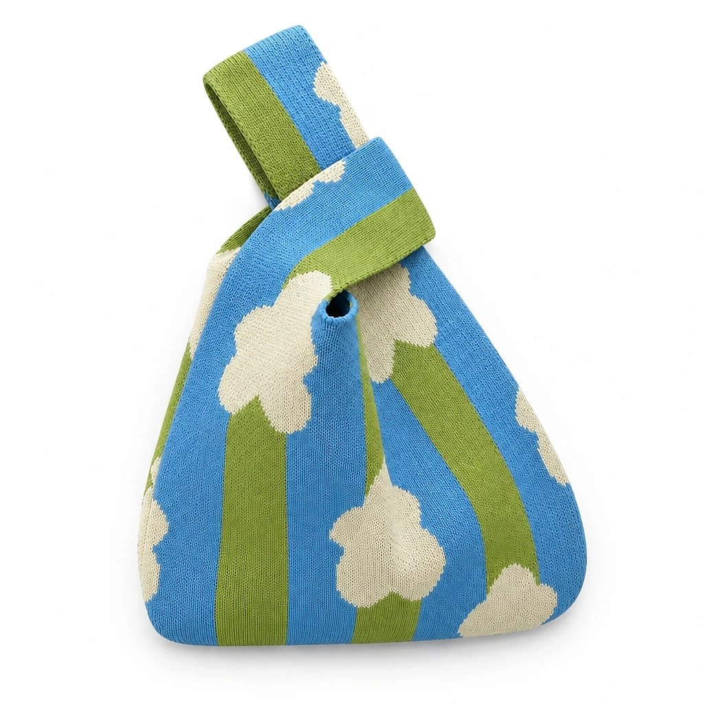 Bolso Tote Bucket Tejido Rayas