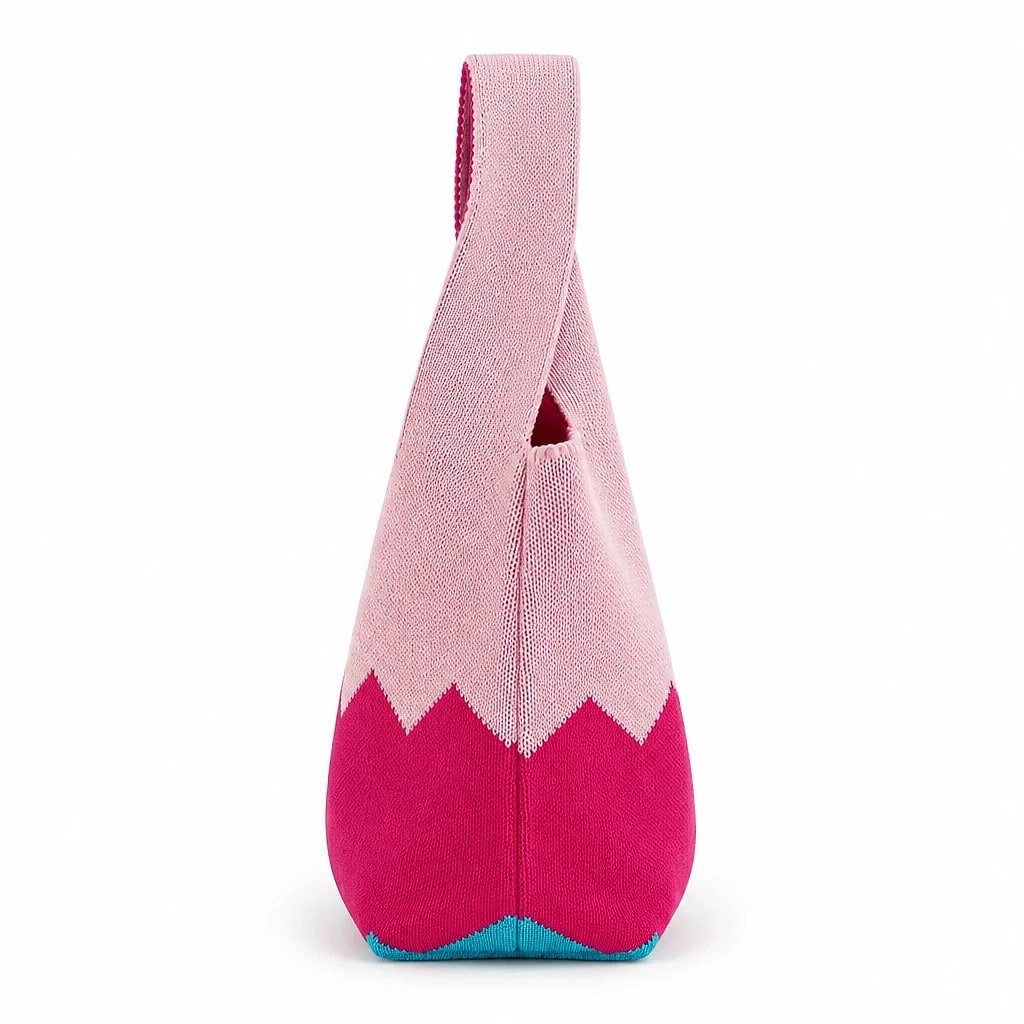Bolso Tote Bucket Tejido Rosa