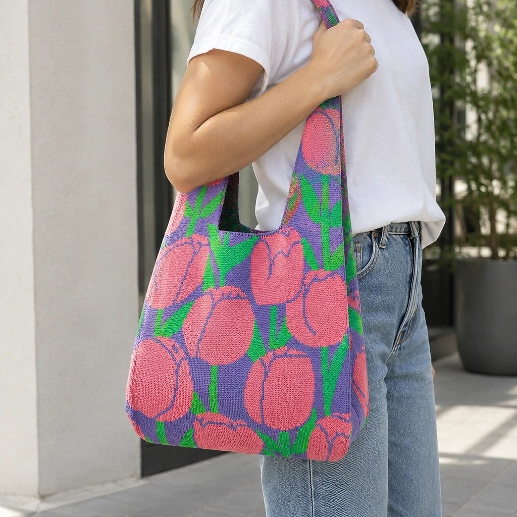 Bolso Tote Bucket Tulipanes