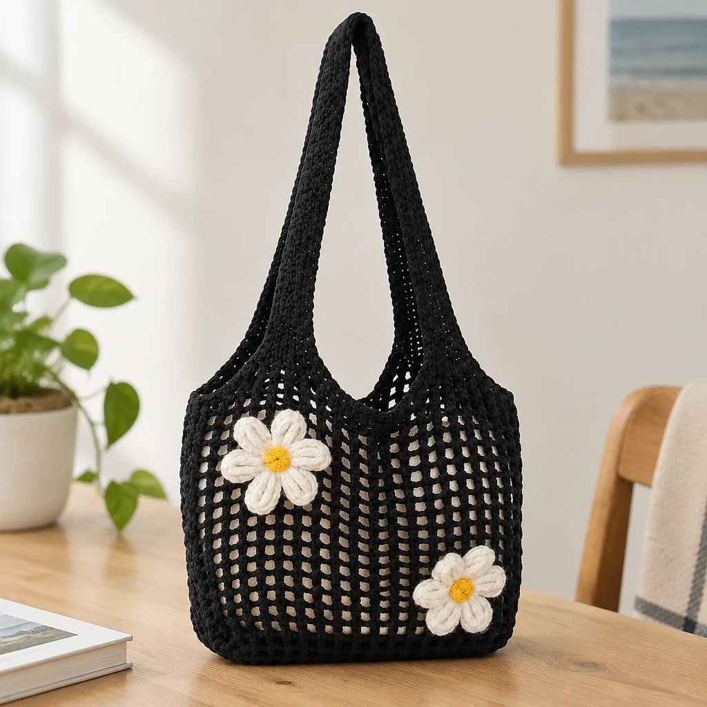 Bolso Tote de Punto Negro