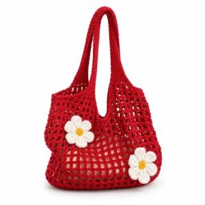 Bolso de hombro de margaritas rojo