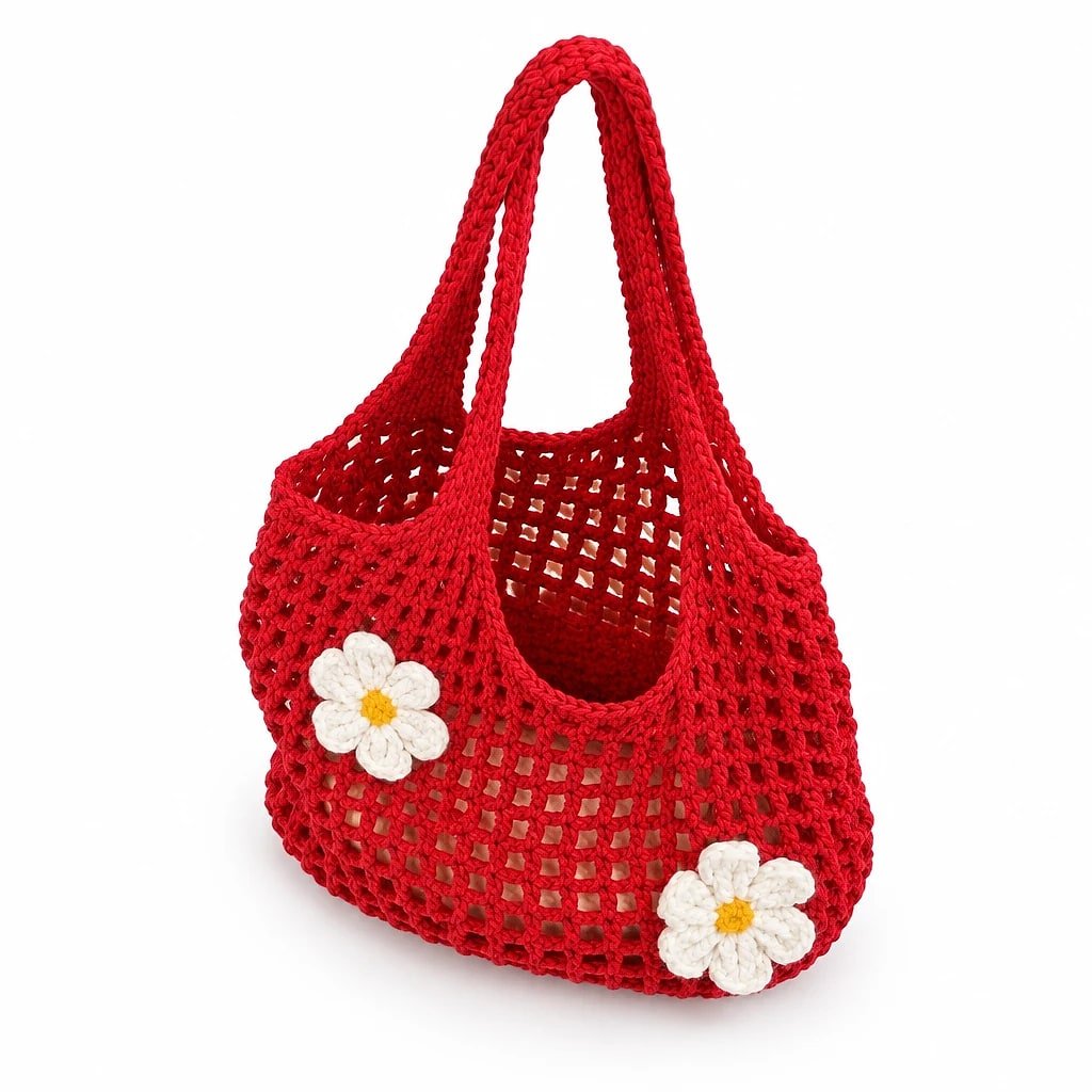 Bolso Tote de Punto Rojo