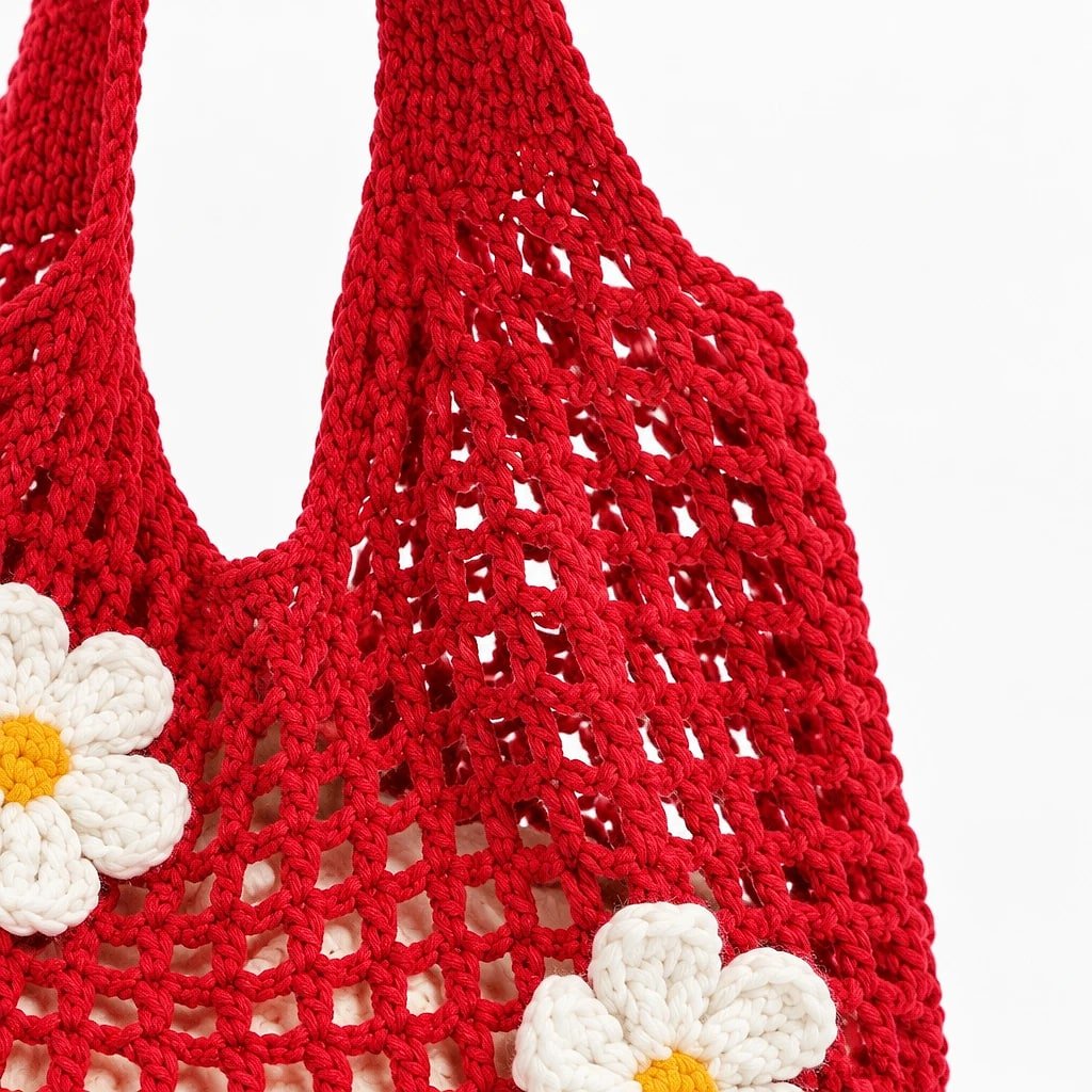 Bolso Tote de Punto Rojo