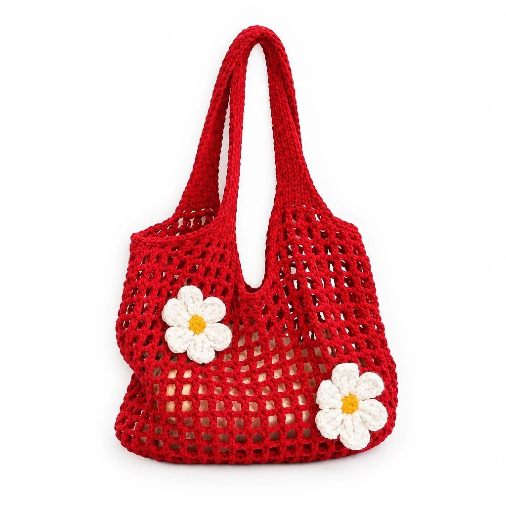 Bolso Tote de Punto Rojo