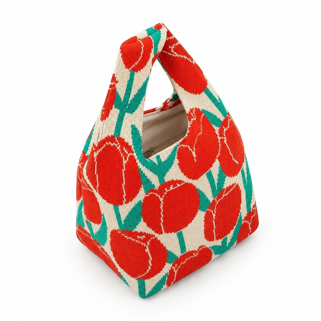 Bolso Tote de Punto Tulipanes