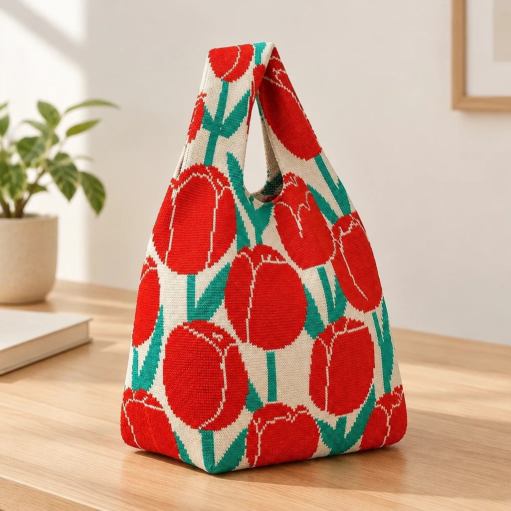 Bolso Tote de Punto Tulipanes