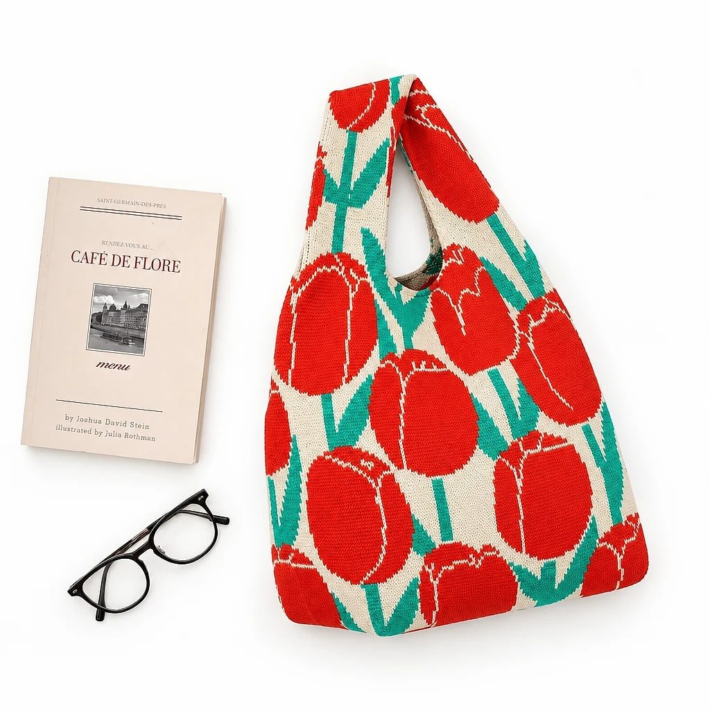 Bolso Tote de Punto Tulipanes