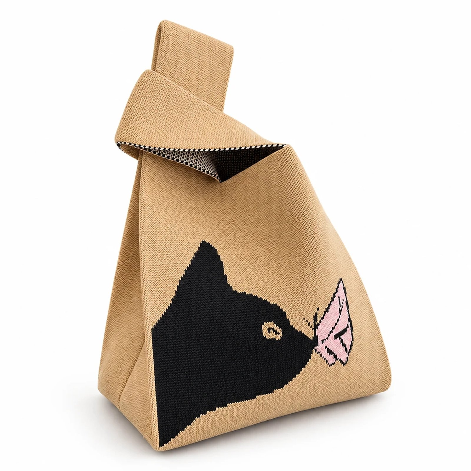 Bolso de nudo con gato negro
