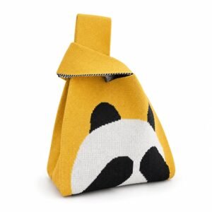 Bolso de nudo amarillo con panda
