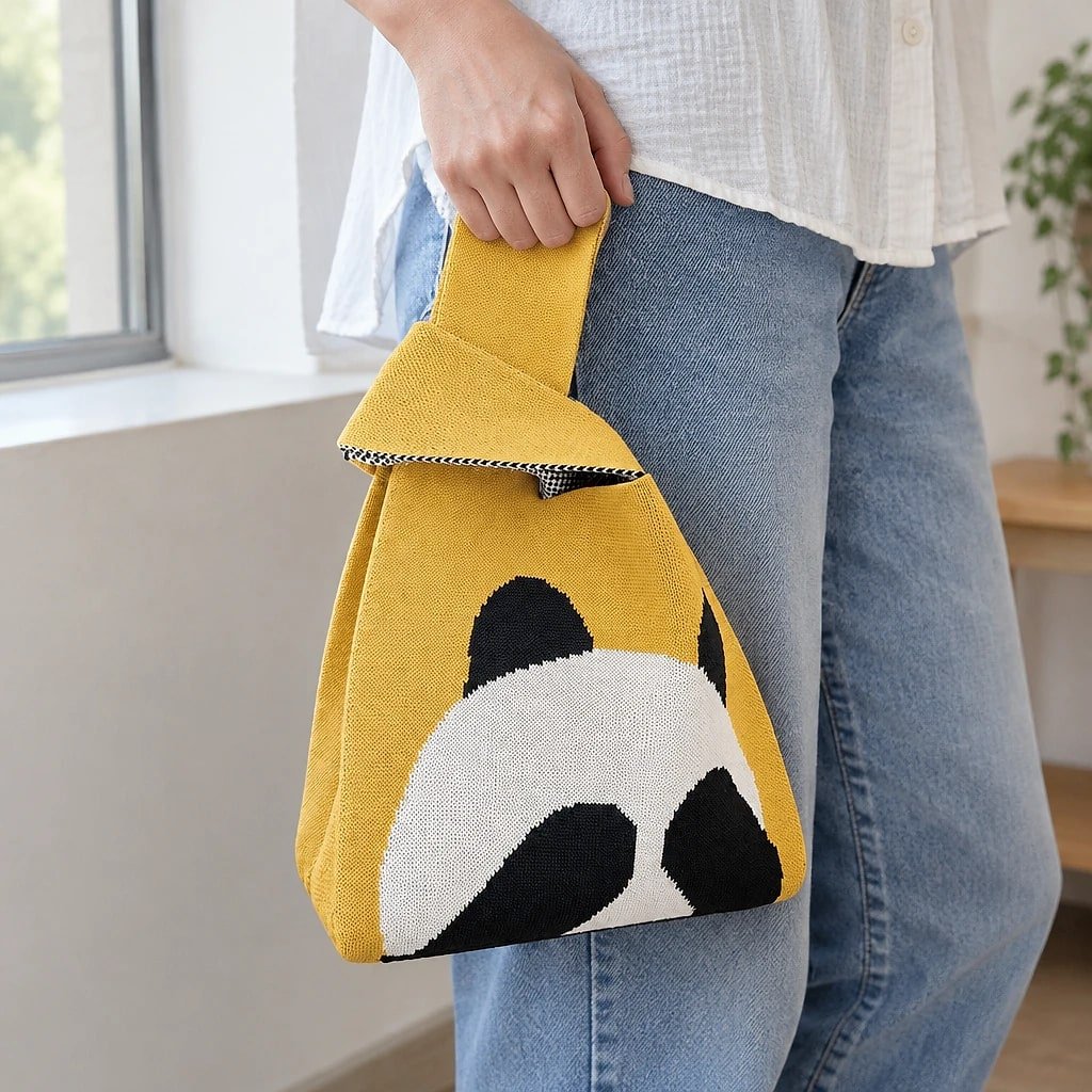 Bolso Tote Punto Amarillo Panda