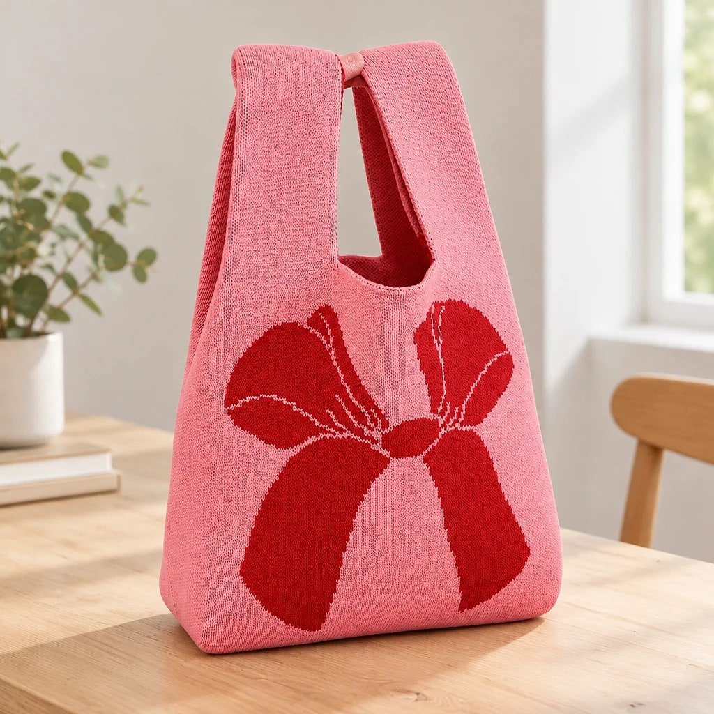 Bolso Tote Punto Rosa Lazo