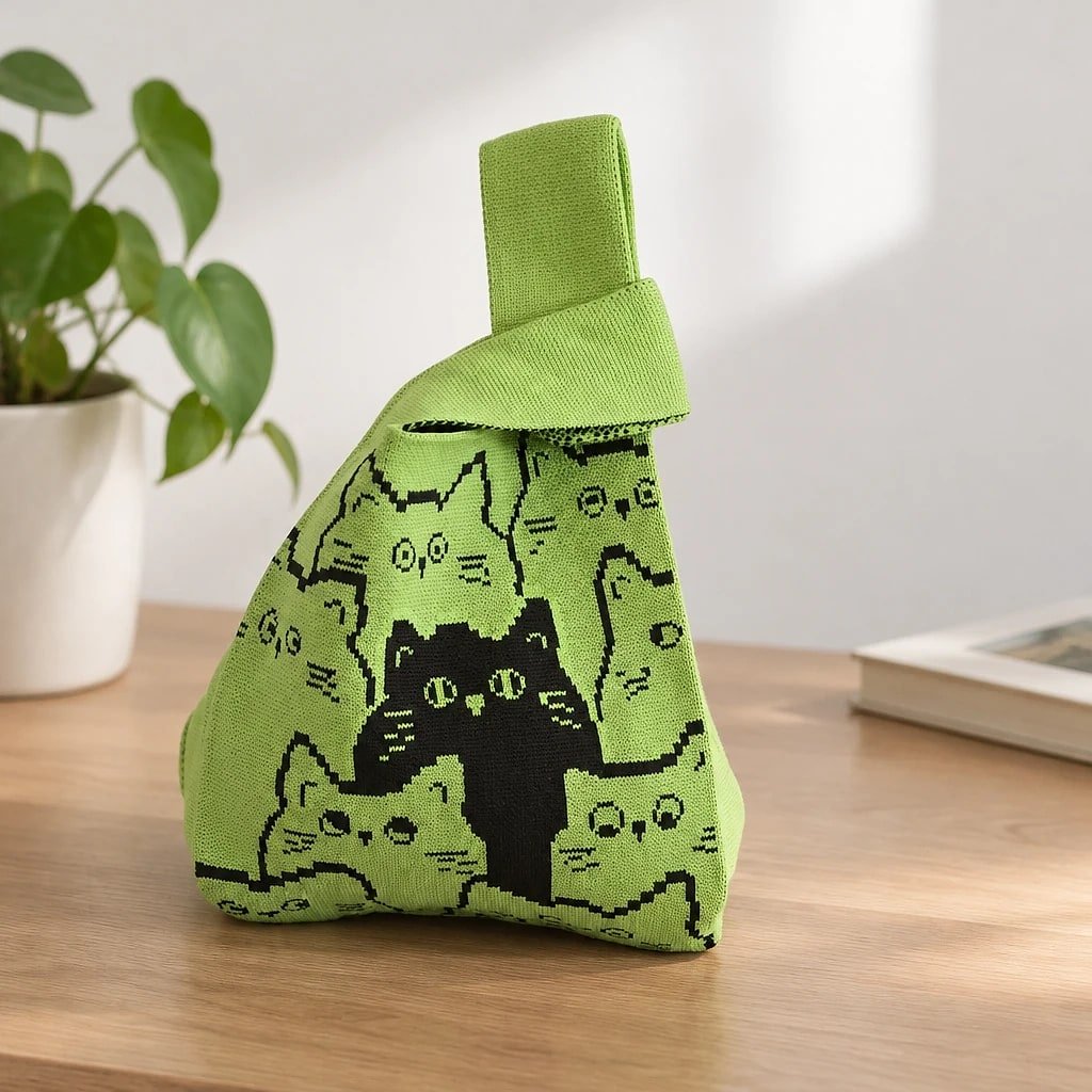 Bolso Tote Punto Verde Gatos