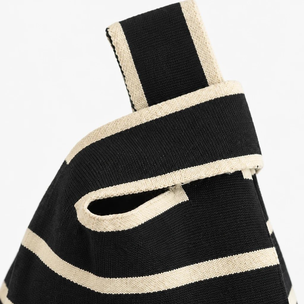 Bolso Tote Rayas Negro y Beige