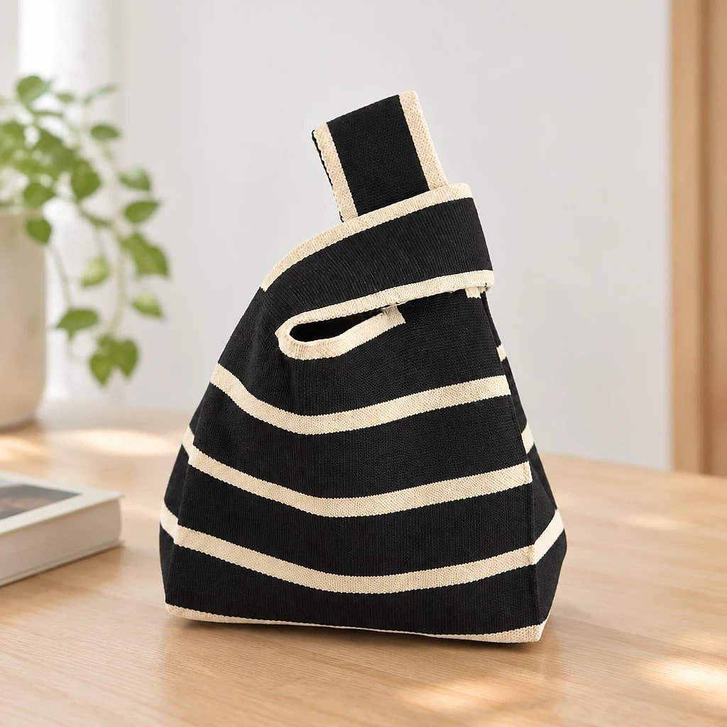 Bolso Tote Rayas Negro y Beige