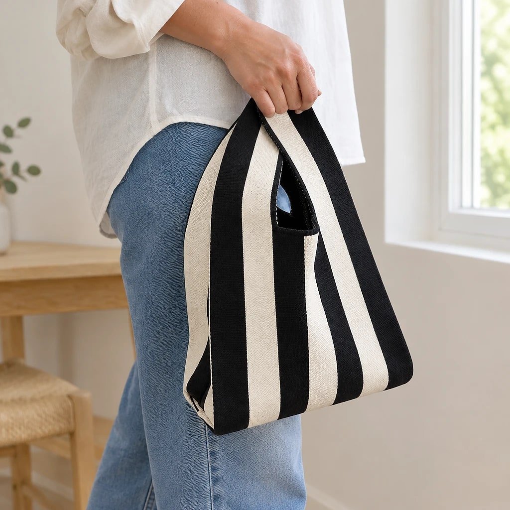 Bolso Tote Rayas Tejido