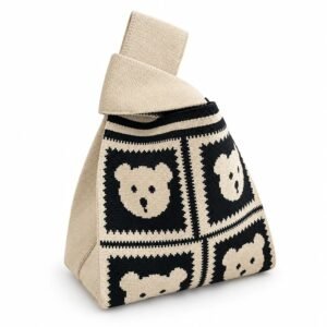 Bolso de mano crudo con ositos