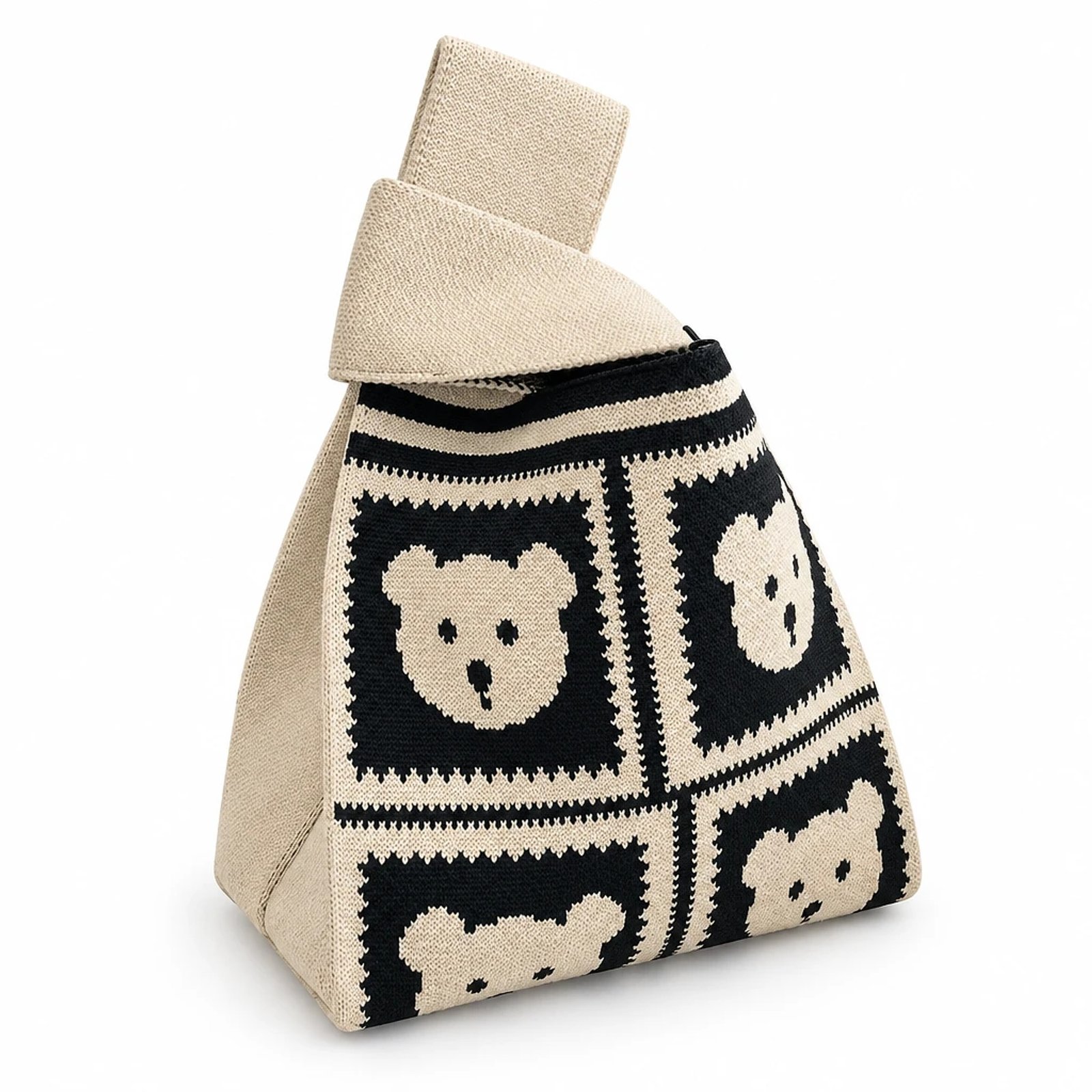 Bolso de mano crudo con ositos