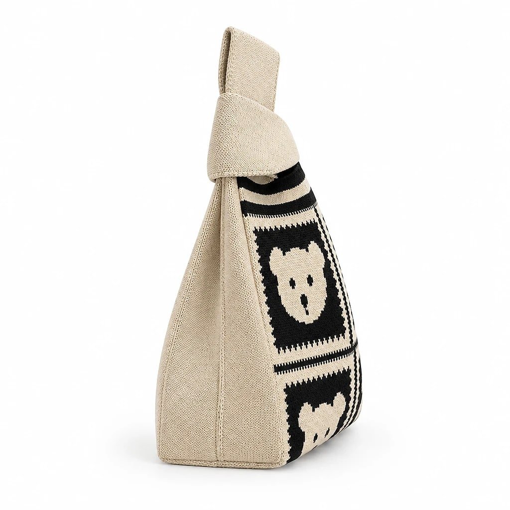 Bolso Tote Tejido Ositos Beige