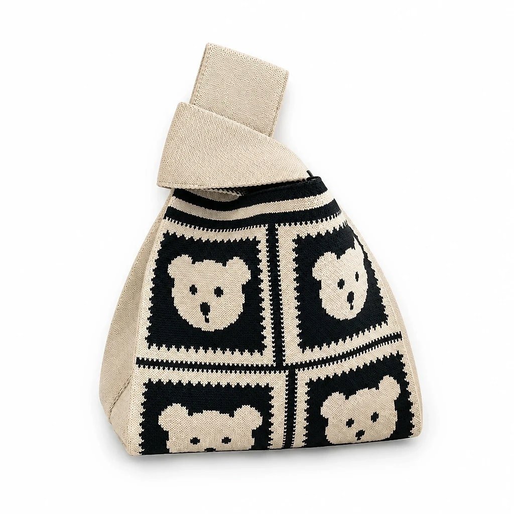 Bolso Tote Tejido Ositos Beige