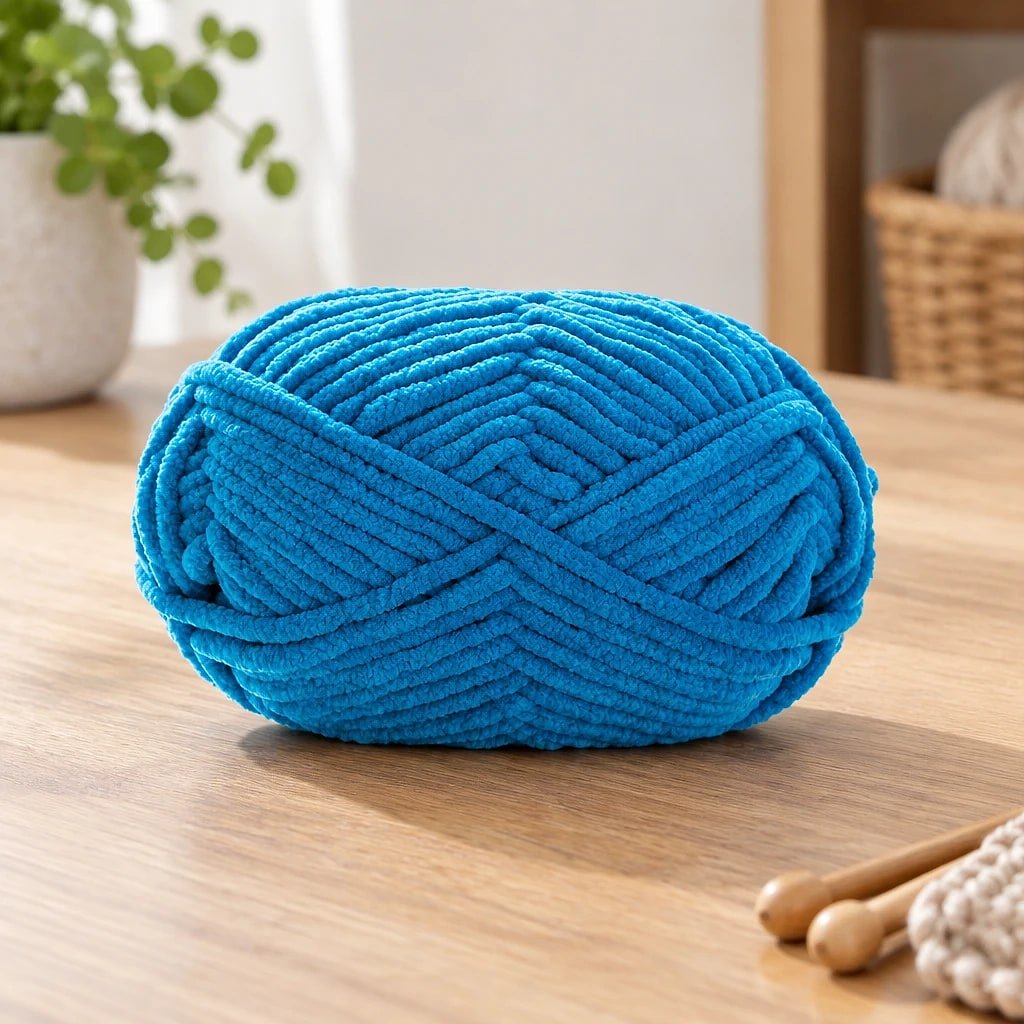 Hilo Chenilla Terciopelo Azul