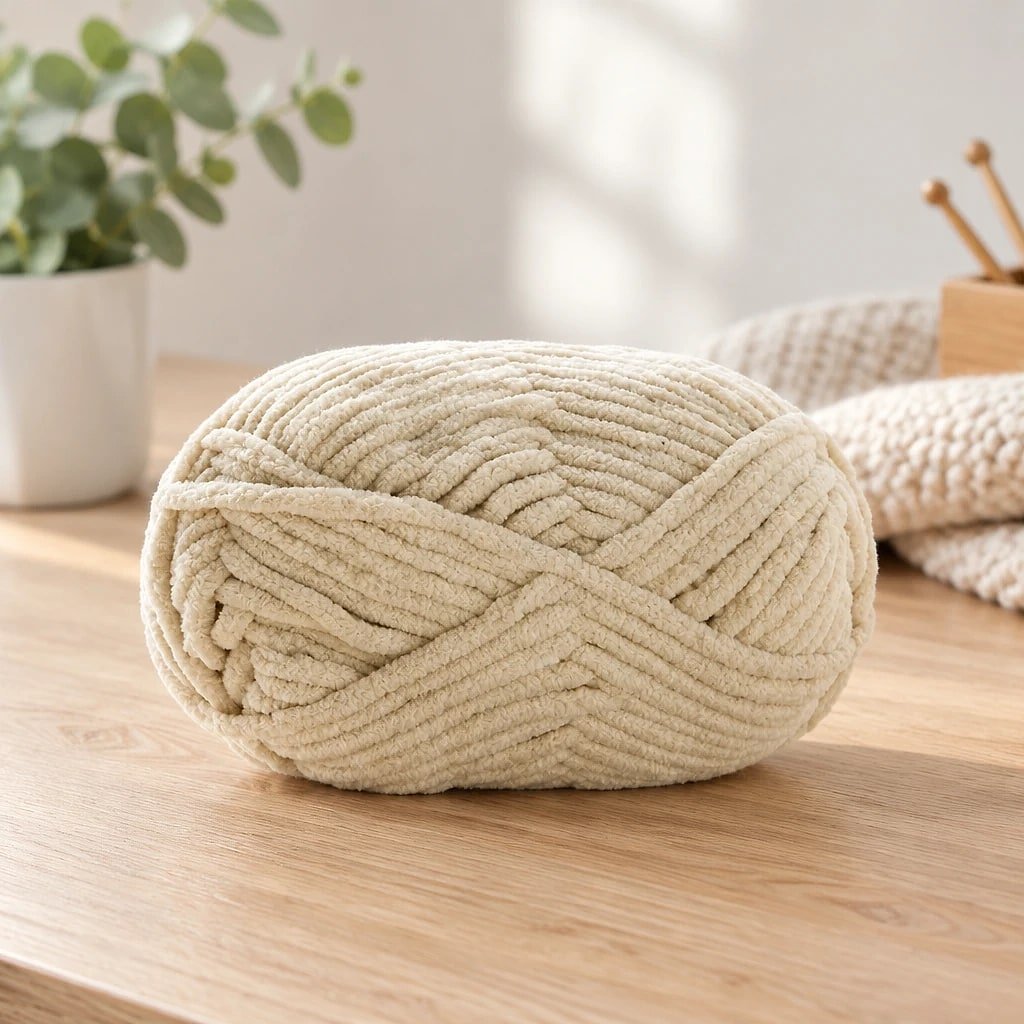 Hilo de Chenilla Grueso Beige