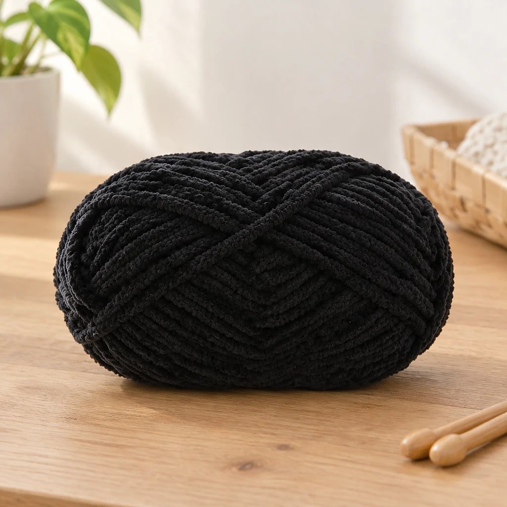 Hilo de Chenilla Grueso Negro