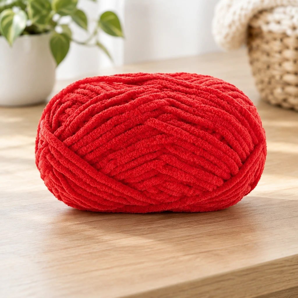Hilo de Chenilla Grueso Rojo