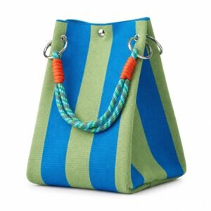 Bolso de mano de rayas azul y verde