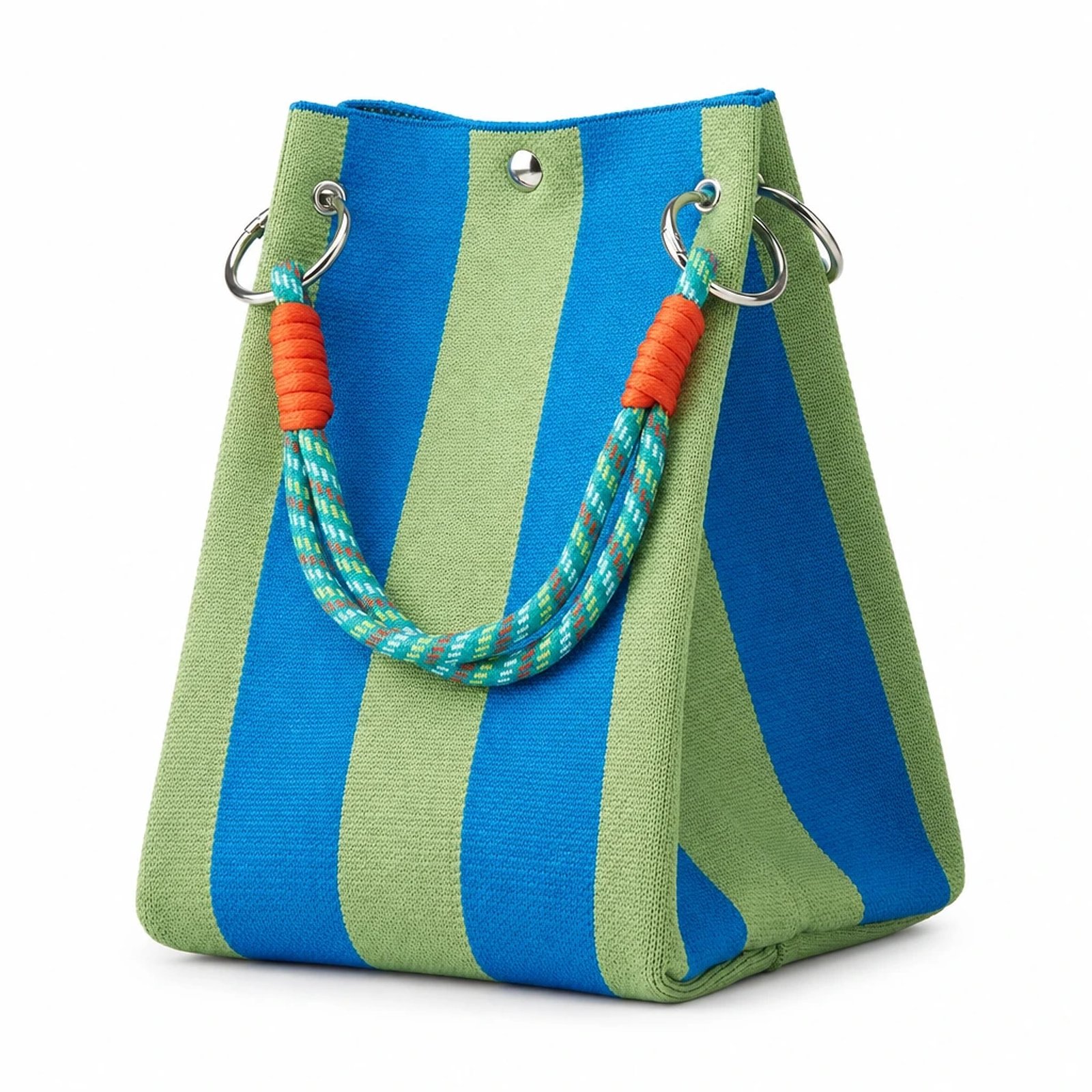 Bolso de mano de rayas azul y verde