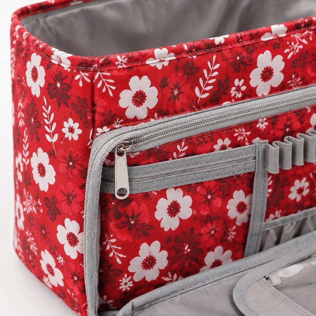Organizador de Costura Floral Rojo