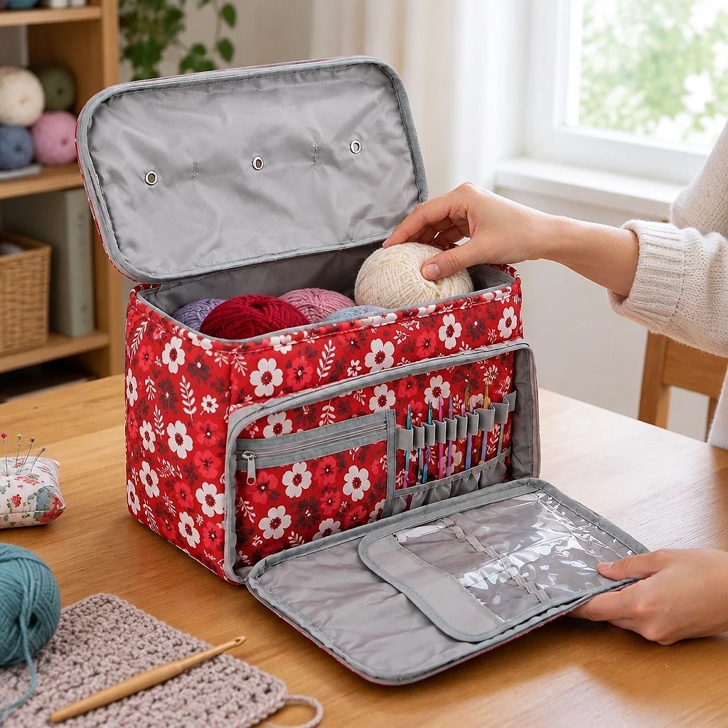 Organizador de Costura Floral Rojo