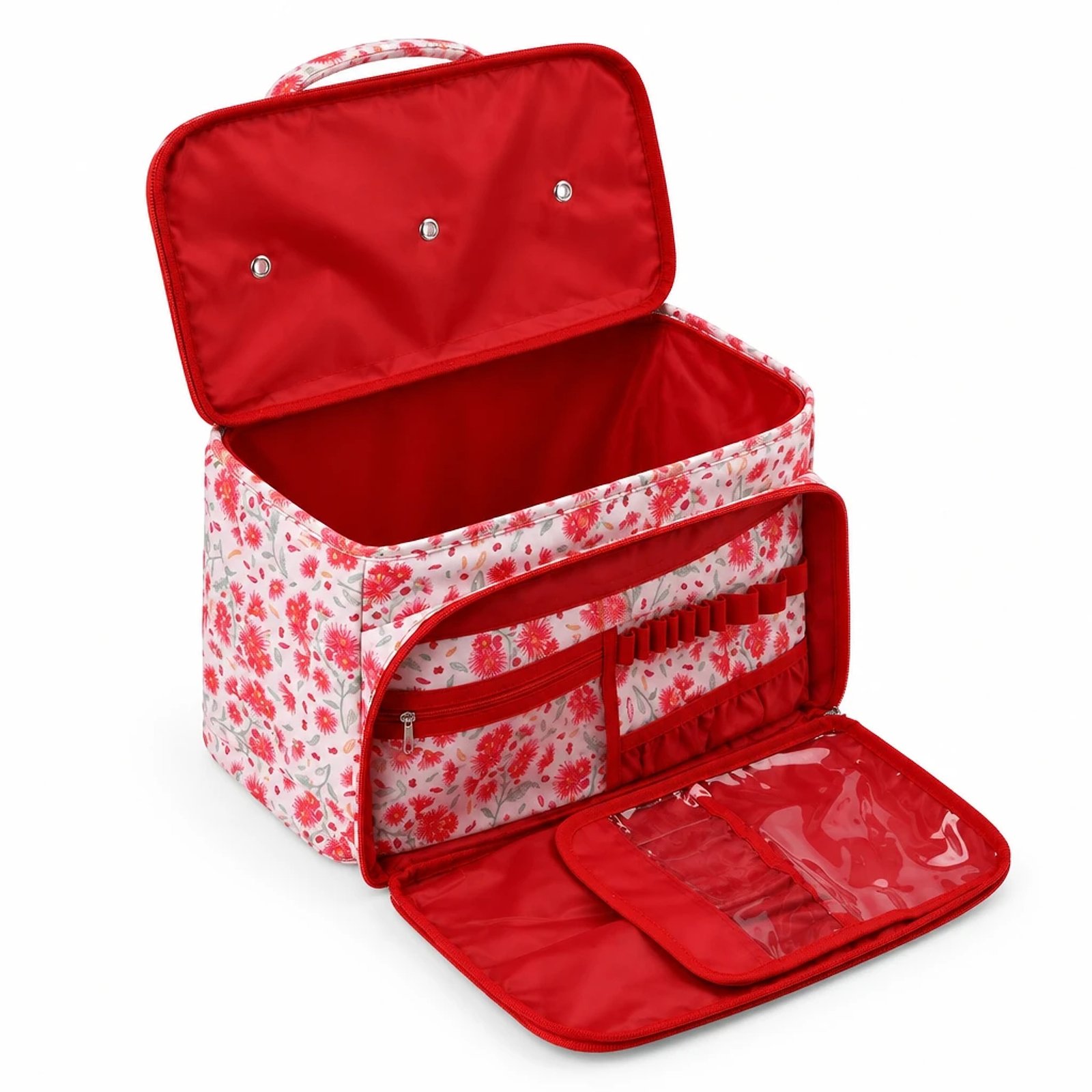 Bolsa de labores floral roja