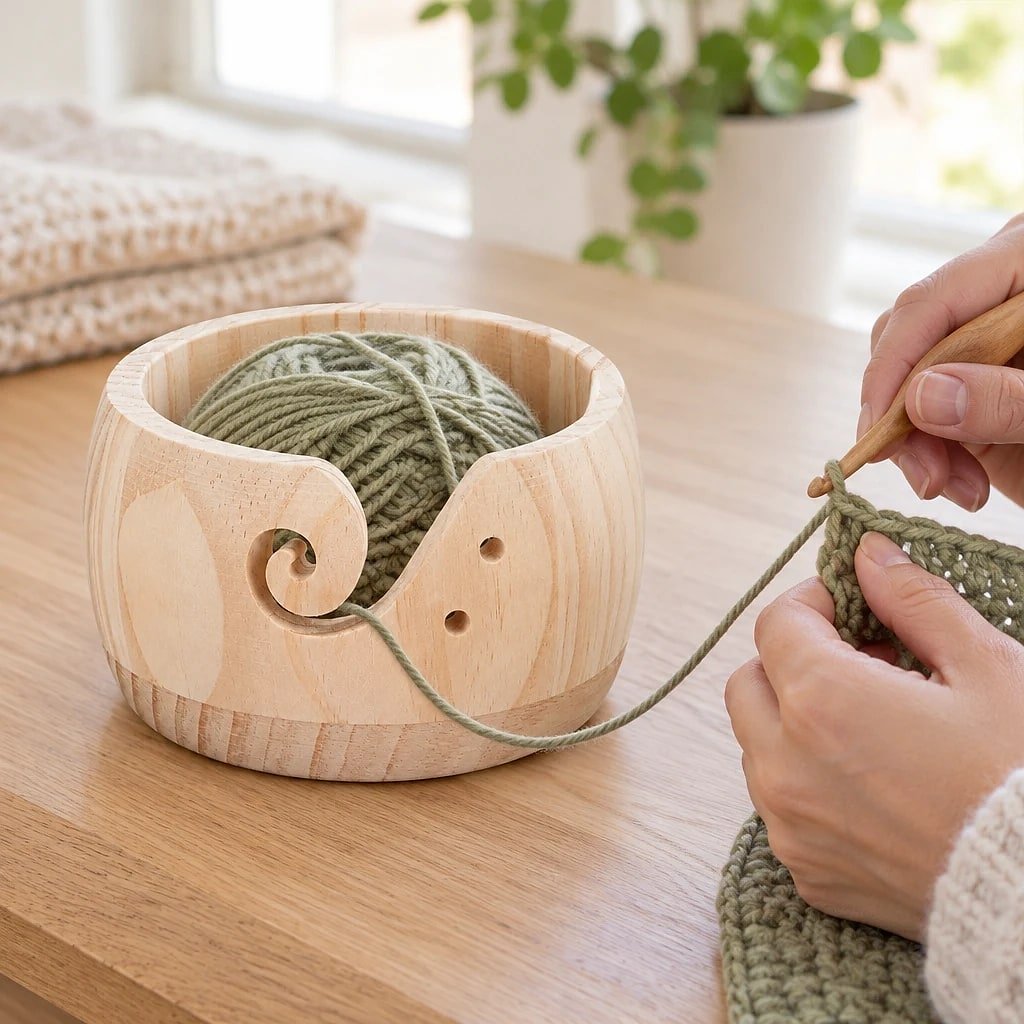 Organizador de Hilos de Coser, Madera Natural
