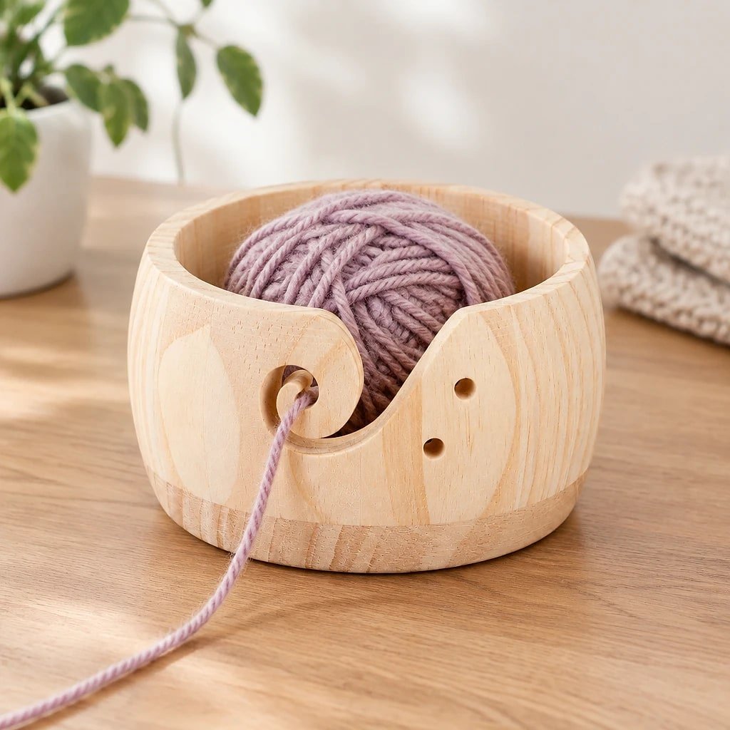 Organizador de Hilos de Coser, Madera Natural