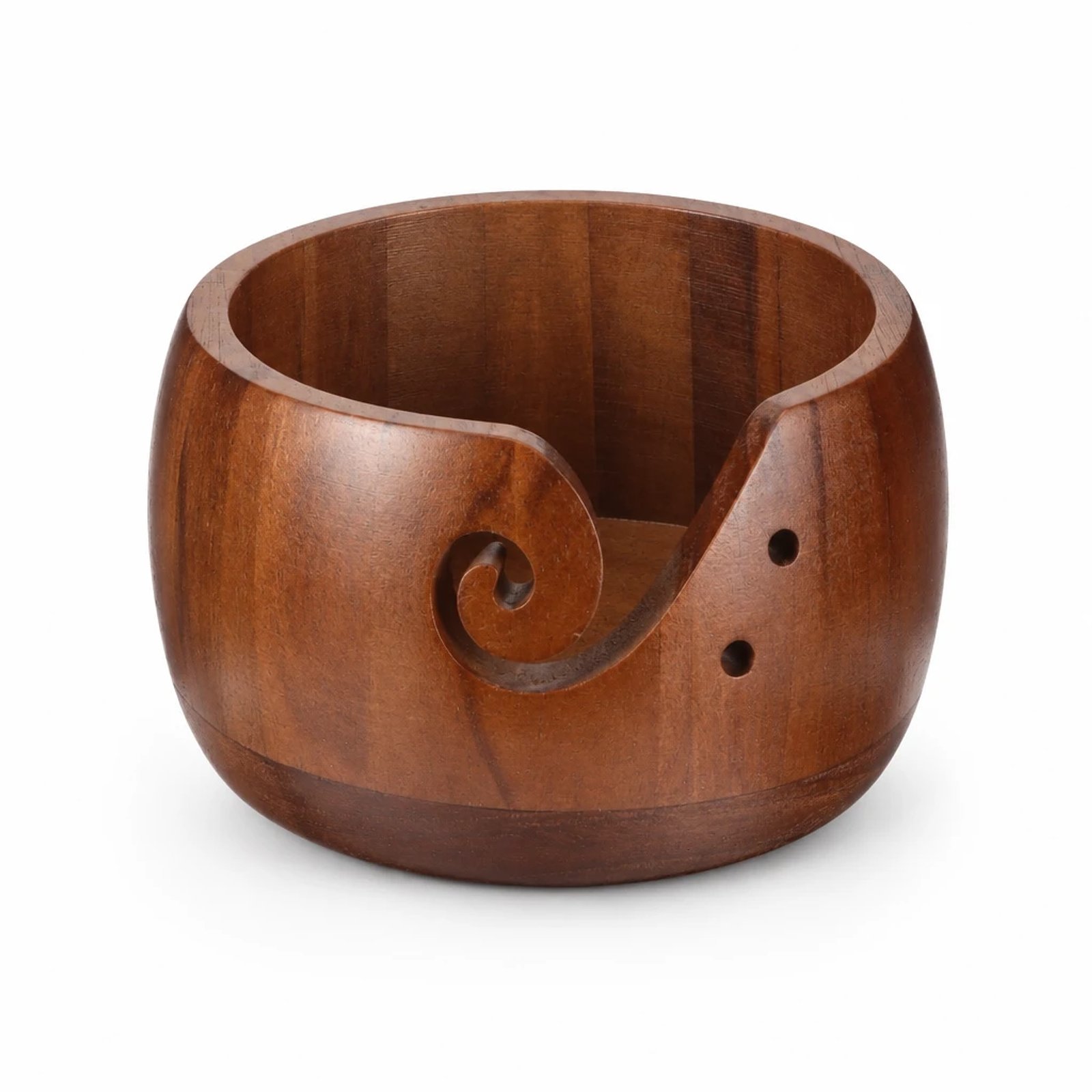 Cuenco para ovillos de madera oscura